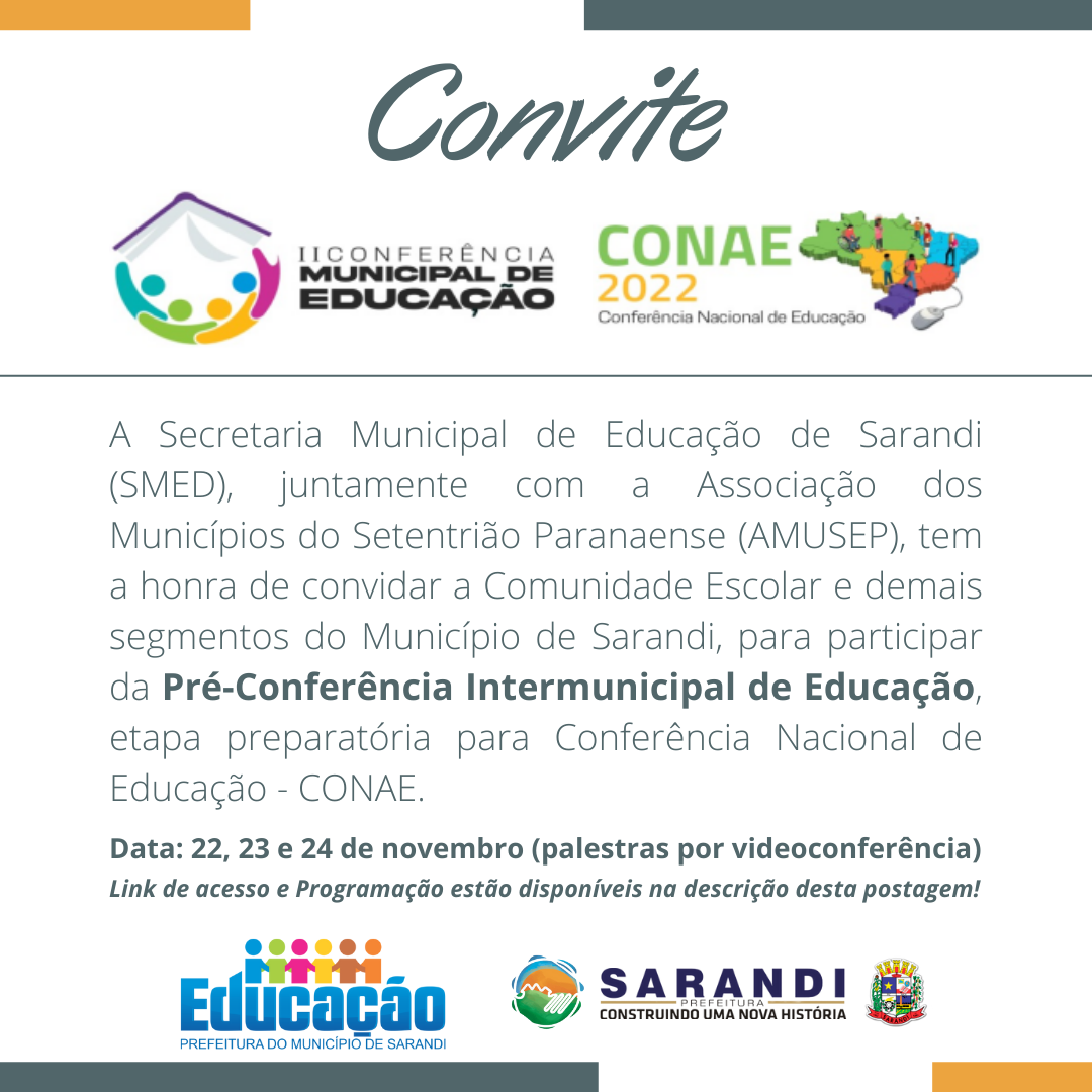 Convite da Pré-Conferência Intermunicipal de Educação